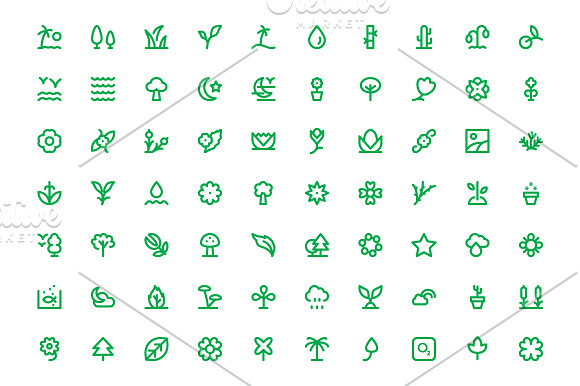225+ Nature Line Icons Set in Graphics - product preview 1