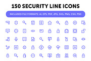 150 Security Line Icons