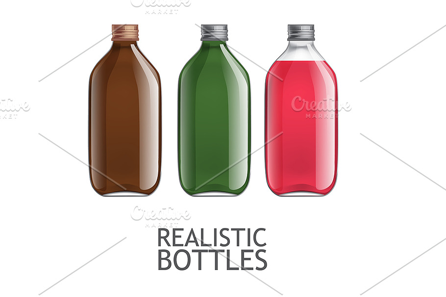 Template of Glass Bottles in Illustrations - product preview 8