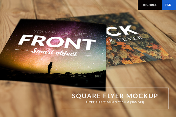 Square flyer mockup (Carré 210) HR in Print Mockups - product preview 2