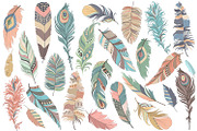 Tribal Feathers Vector PNG & JPG Set