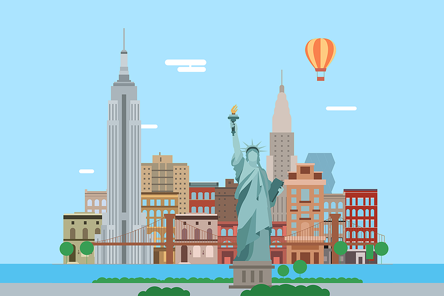 Flat style New York city in Illustrations - product preview 8