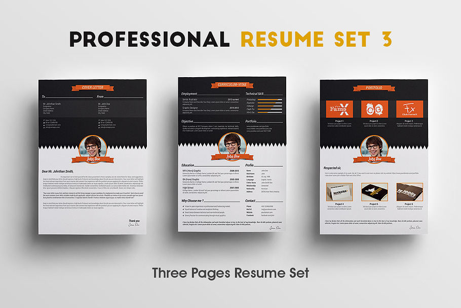 Professional Resume Set 3 in Resume Templates - product preview 8