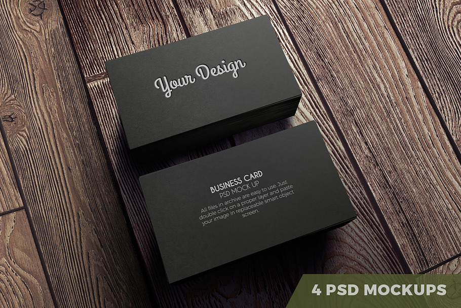 4-Pack PSD. Business cards in Print Mockups - product preview 8