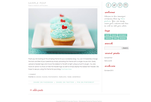 Wordpress Template - Cupcake in WordPress Blog Themes - product preview 1