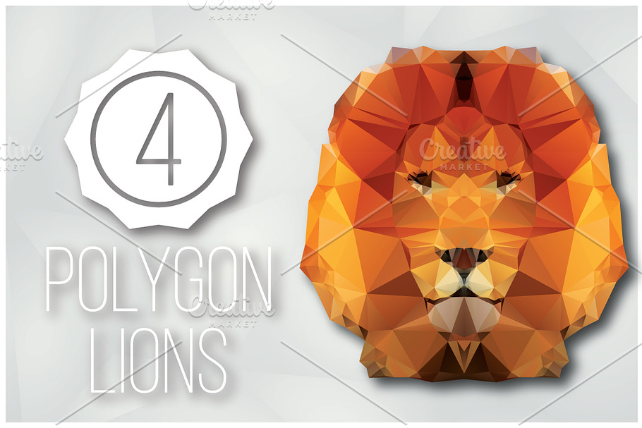 4 Geometric Polygon Lions