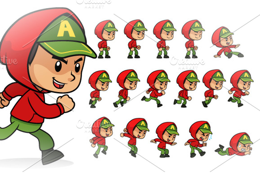 Red Hoodie Boy Game Sprites in Illustrations - product preview 8