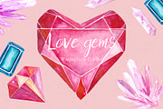 Hearts gems. Valentine clipart