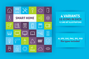 Smart Home Technology Line Art Icons