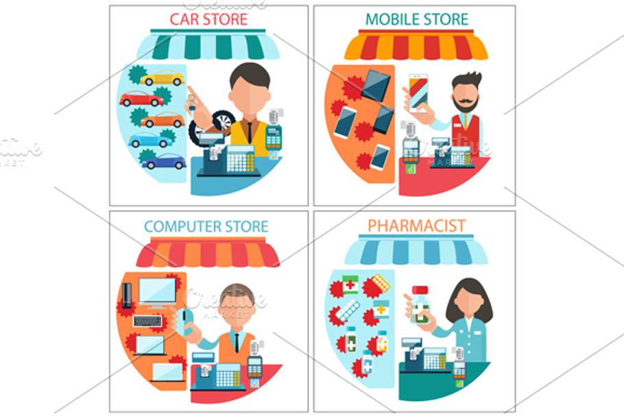 Car, mobile, pharmacist and computer in Illustrations - product preview 8
