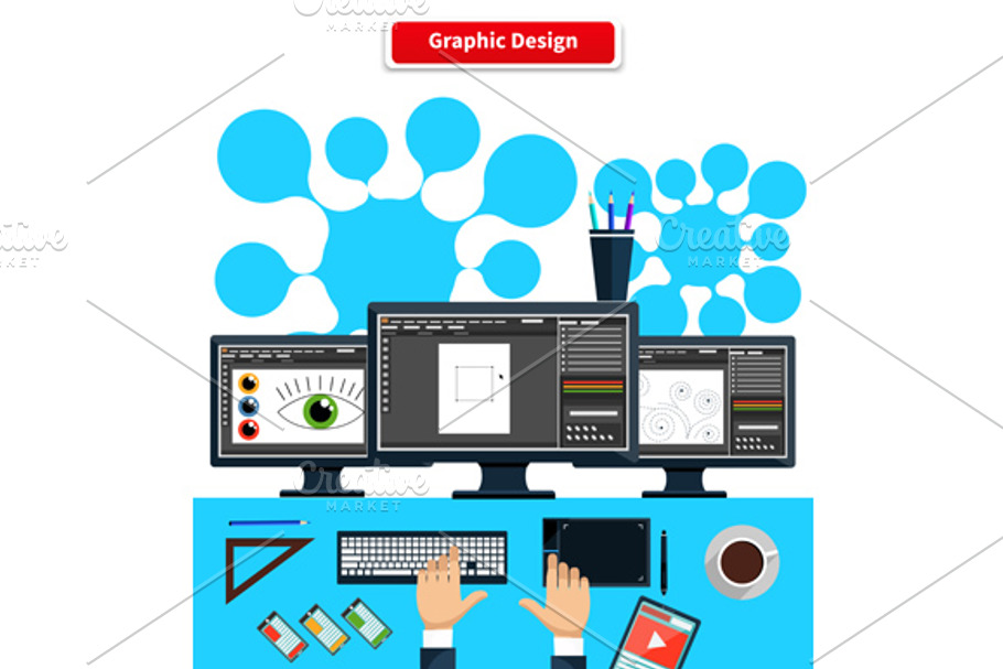 Workspace Graphic Design Monitor in Illustrations - product preview 8