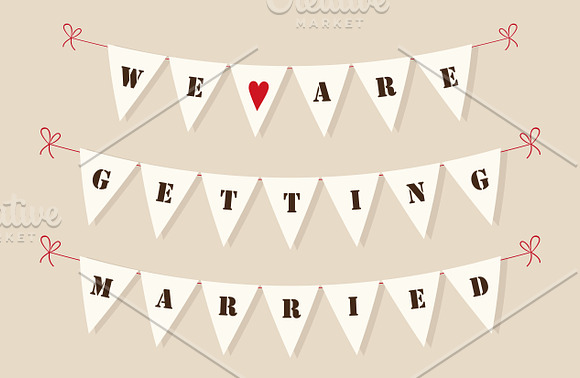 Cute burlap texture bunting flags in Illustrations - product preview 1
