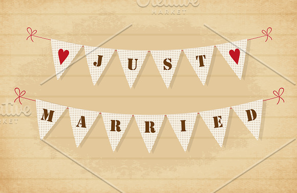Cute burlap texture bunting flags in Illustrations - product preview 2
