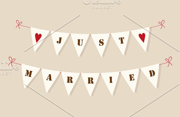 Cute burlap texture bunting flags in Illustrations - product preview 3