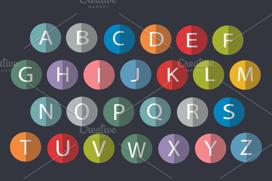 Flat icons Alphabet in Graphics - product preview 8