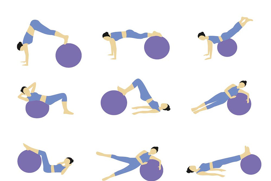 Fitness exercises on a fitness ball