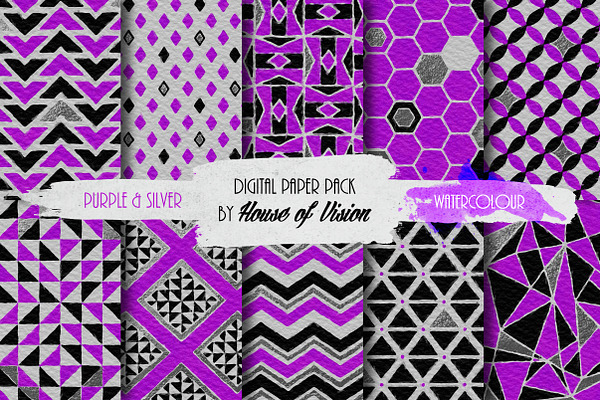 Purple/Silver Geometric Pack