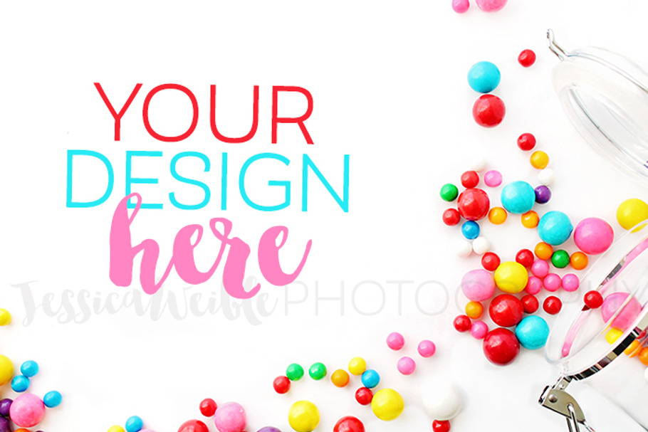 Spilled Gumball Candy Styled Photo in Product Mockups - product preview 8