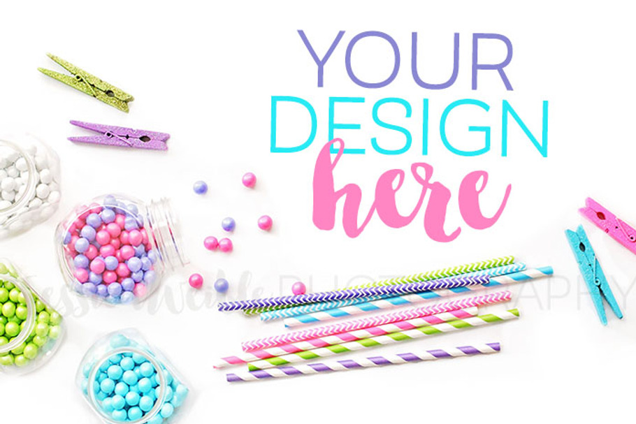 Spilled Candy + Party Straws Photo in Product Mockups - product preview 8