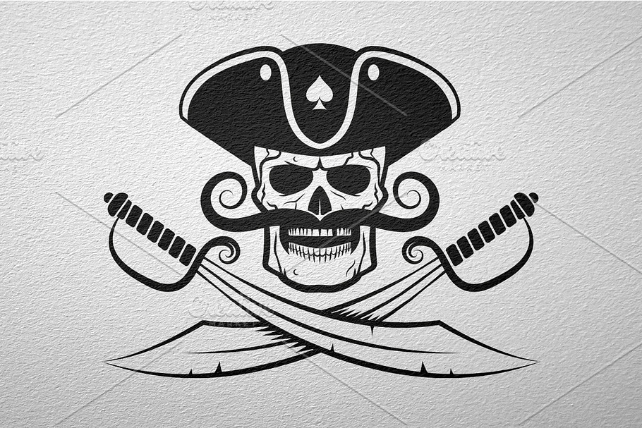 Jolly Roger with sabers in Logo Templates - product preview 8
