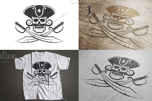 Jolly Roger with sabers in Logo Templates - product preview 1
