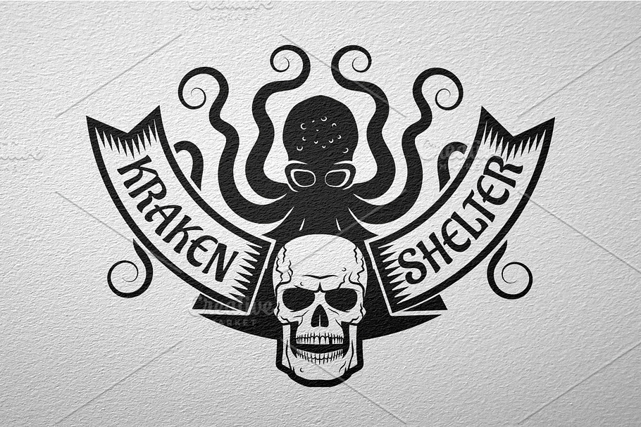 Kraken and skull logo