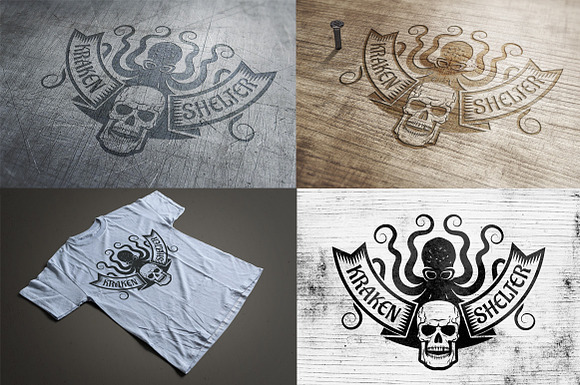 Kraken and skull logo in Logo Templates - product preview 1