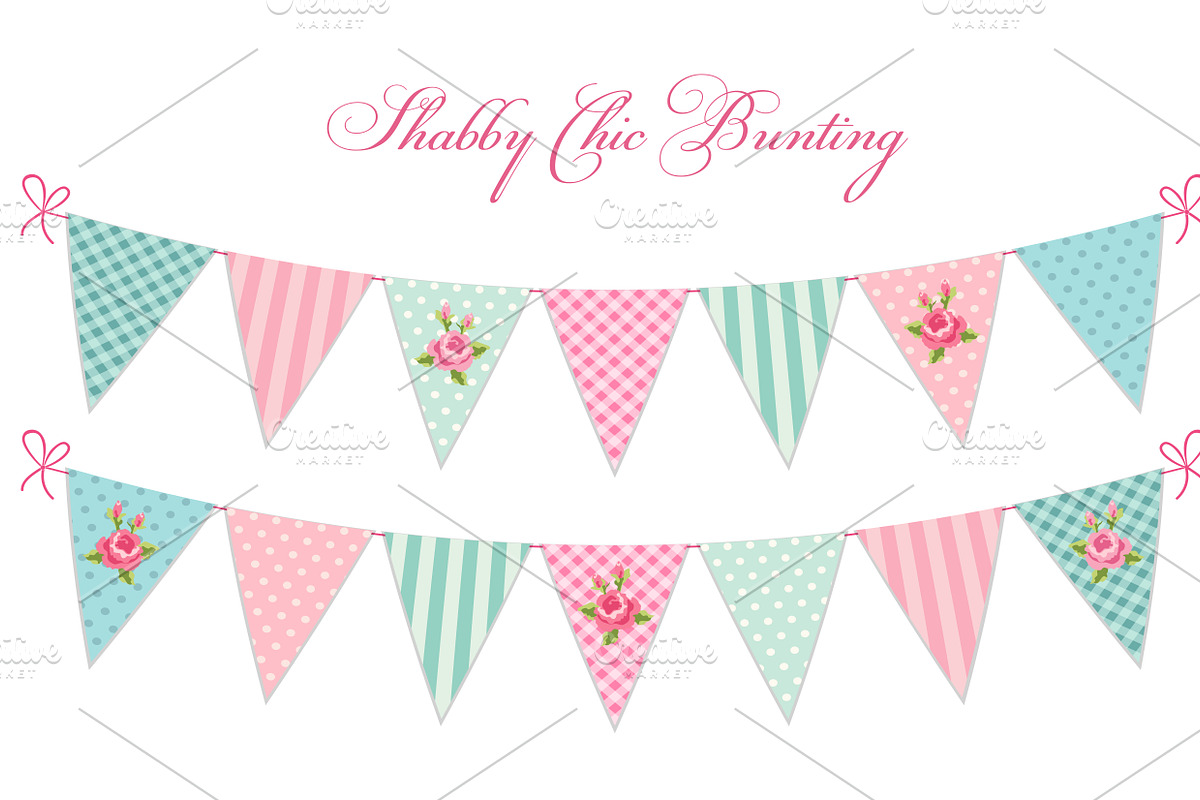 Cute shabby chic bunting flags in Graphics - product preview 8