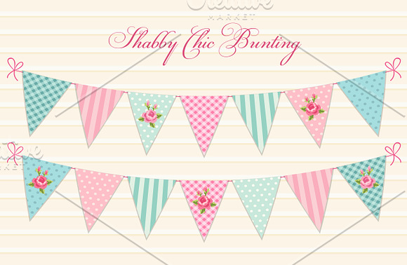 Cute shabby chic bunting flags in Graphics - product preview 1