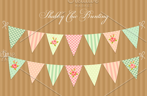Cute shabby chic bunting flags in Graphics - product preview 2