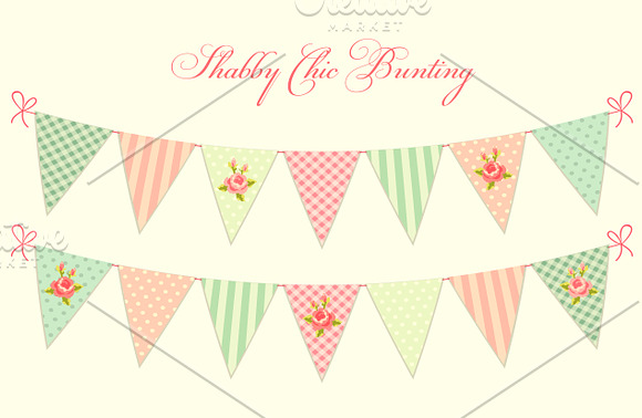 Cute shabby chic bunting flags in Graphics - product preview 3