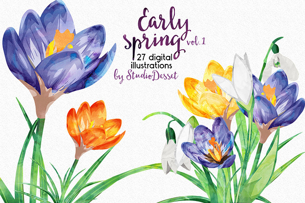 Watercolor Cliparts - Early Spring