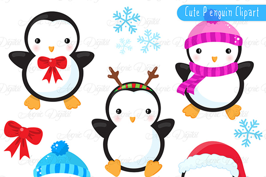Christmas Penguins Clipart + Vectors