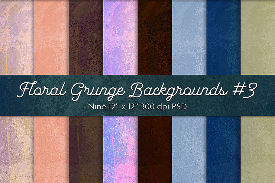 Floral Grunge Backgrounds #3 in Textures - product preview 8