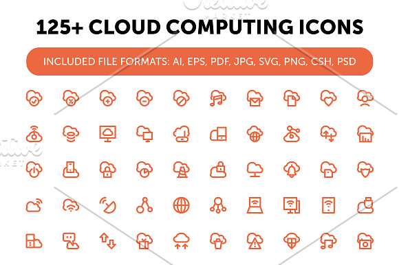 125+ Cloud Computing Icons Set in Graphics - product preview 2