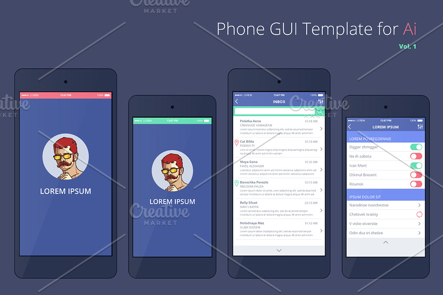 Vector Phone GUI Template for Ai in Mobile & Web Mockups - product preview 8