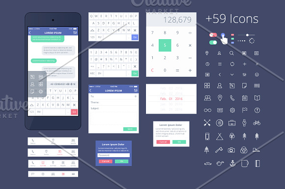 Phone GUI Template for PSD, AI, EPS. in Mobile & Web Mockups - product preview 2