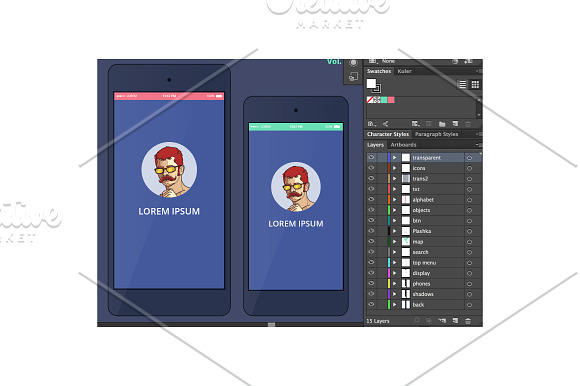 Phone GUI Template for PSD, AI, EPS. in Mobile & Web Mockups - product preview 3