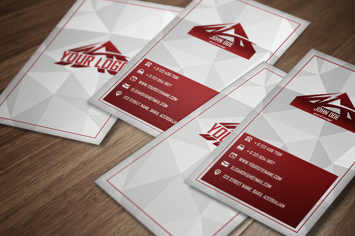 Red Tri - Premium Business Card in Business Card Templates - product preview 8