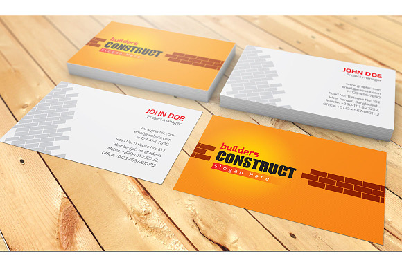 Builders Constrauct Visiting Card in Business Card Templates - product preview 1