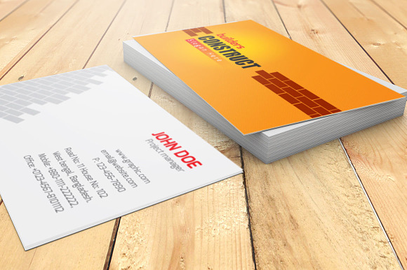 Builders Constrauct Visiting Card in Business Card Templates - product preview 2