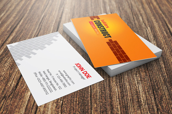 Builders Constrauct Visiting Card in Business Card Templates - product preview 4