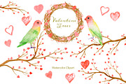 Watercolor Clipart Valentine Trees