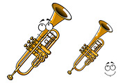 Shining brass trumpet cartoon charac