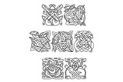 Celtic animals and birds with tribal