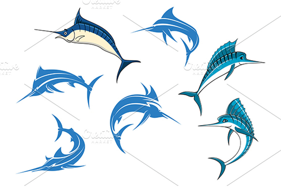 Blue marlins or swordfishes