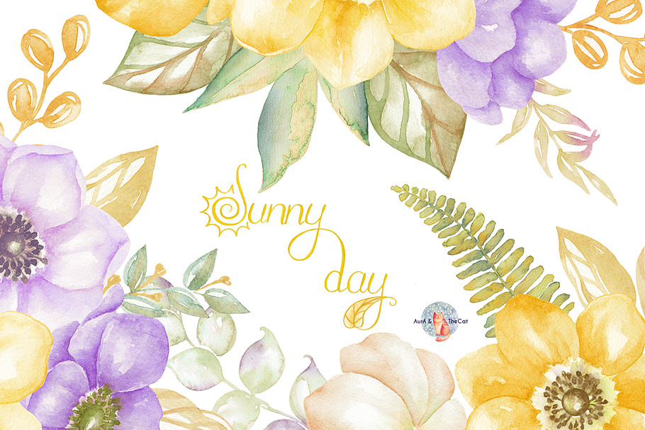 Sunny Day Watercolor Clipart in Illustrations - product preview 8