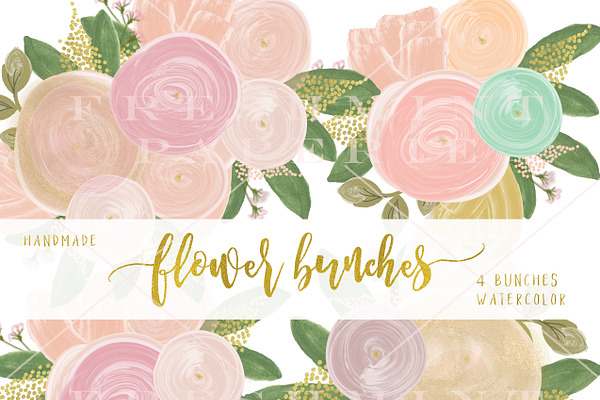watercolor flower bunches clipart