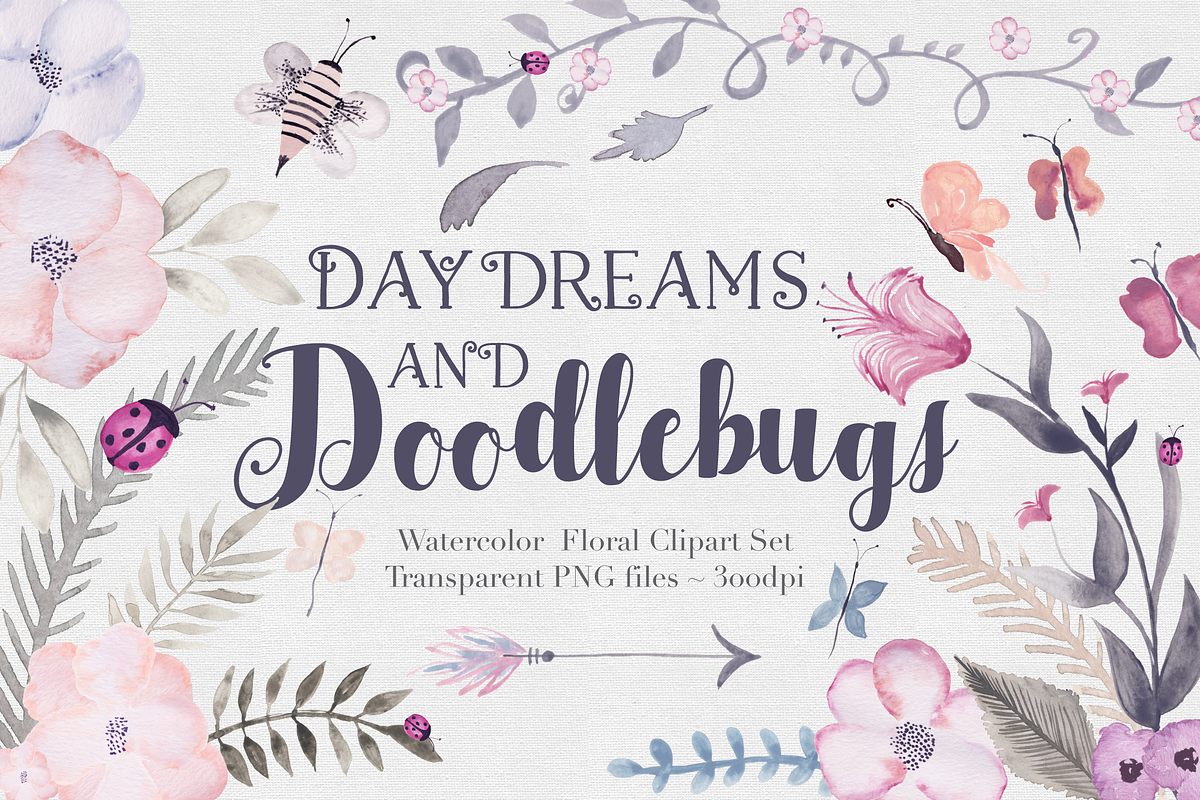 Doodlebug Clipart Set in Illustrations - product preview 8
