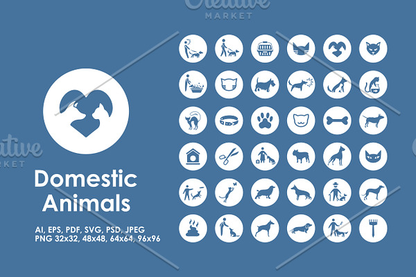 Domestic animals icons